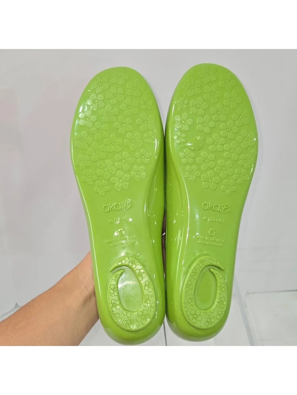 Oka-B Green Jelly Ballet Flats Women's US 10 EU 40 Waterproof Slip On Shoes